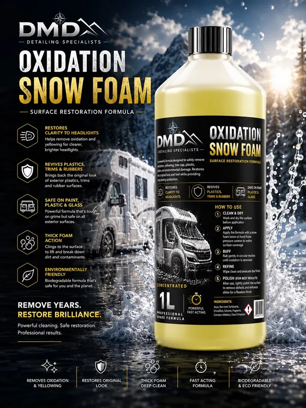 DMD Oxidation Snow Foam 1 litre bottle advert