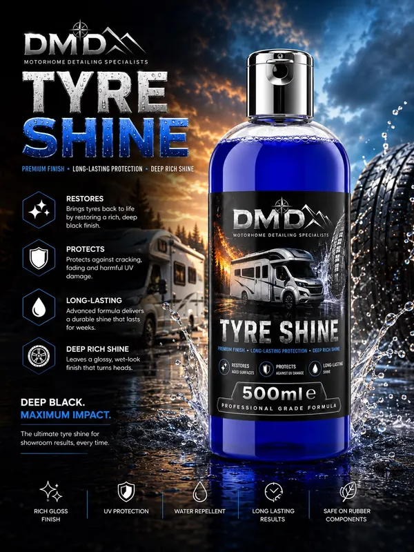 DMD Tyre Shine 500ml bottle advert